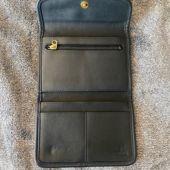 Vintage Coach Black Swing Wallet - 4843 Crossbody Leather Bag - Picture 2 of 7